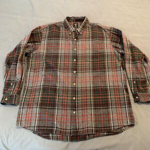 RedHead Flannel Shirt Mens Large Tall Green Plaid Button Down Long Sleeve